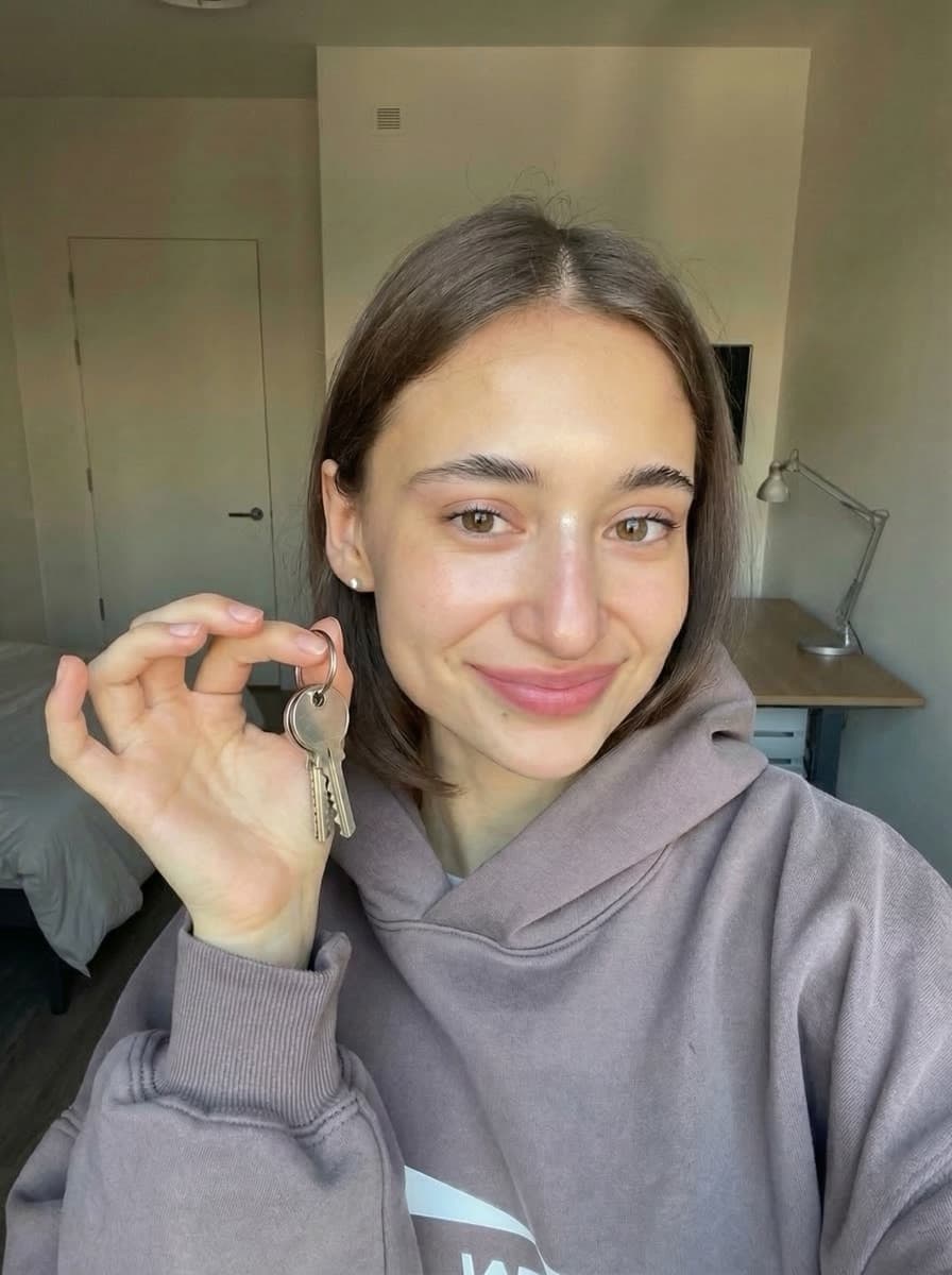 Student settled into new student room